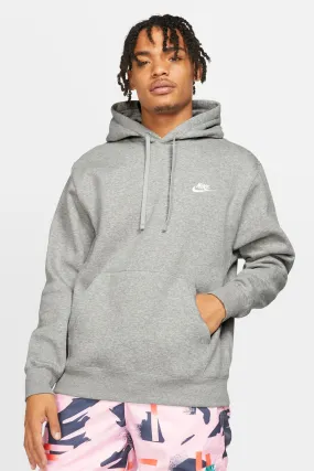 Adjustable Hem Lock System Quilted Stitching Pattern Nike Sportswear Club Pullover Hoodie Dark Grey Heather