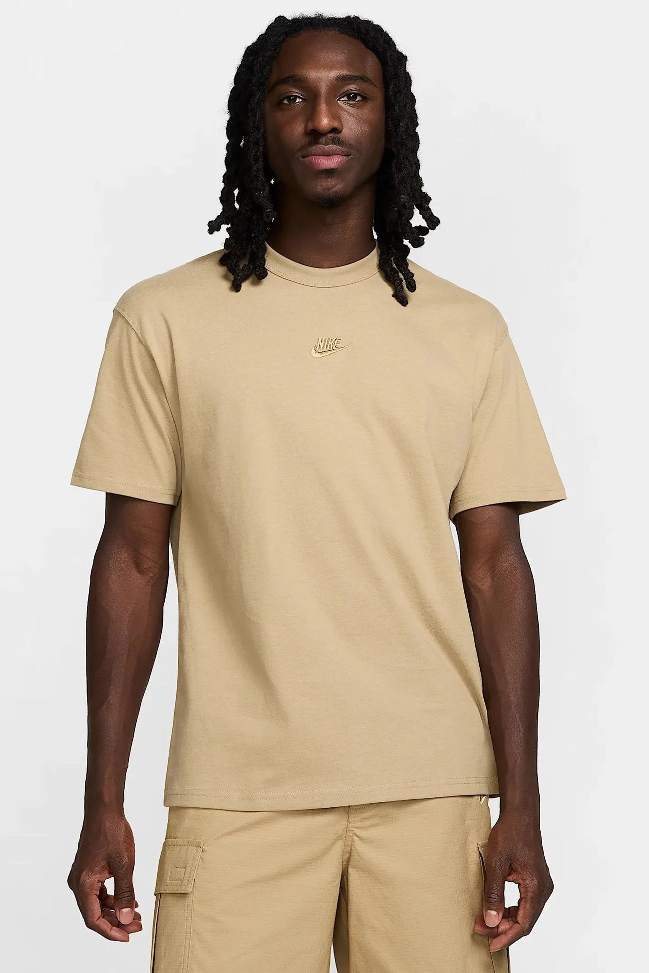 Nike Sportswear Premium Essentials Tee Parachute Beige Ribbed Neckline