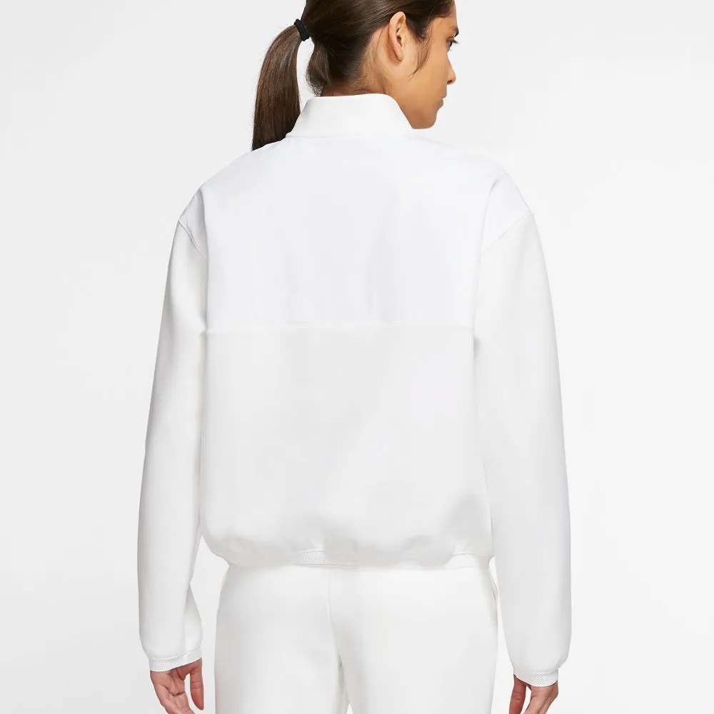 Stretchable Waistband Nike Women's Heritage 1/4 Zip Jacket - White OdorControlTechnology