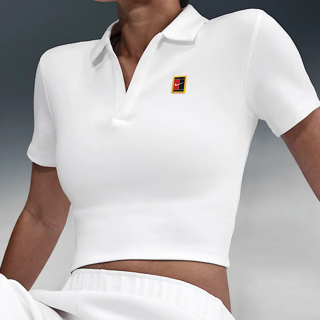 Nike Women's Heritage Cropped Polo - White TemperatureRegulatingFibers LowMaintenance