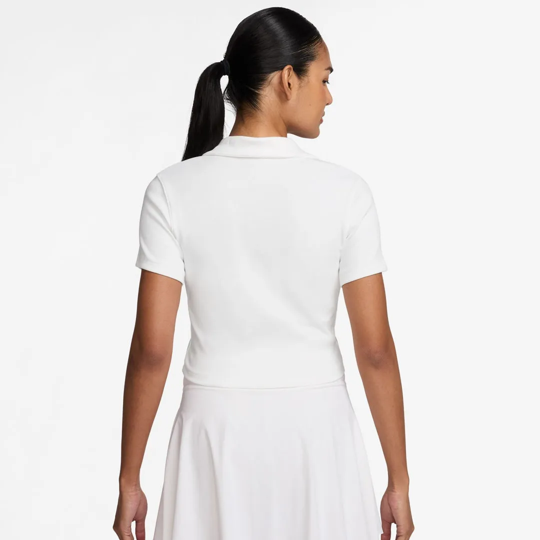 Nike Women's Heritage Cropped Polo - White TemperatureRegulatingFibers Bead Soul