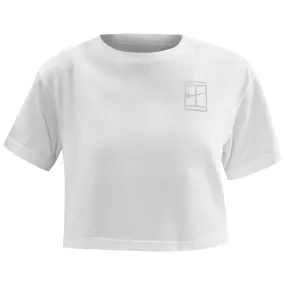 Adjustable Hem Nike Women's Slam USO Crop Tee - White Diagonal Storage Slots