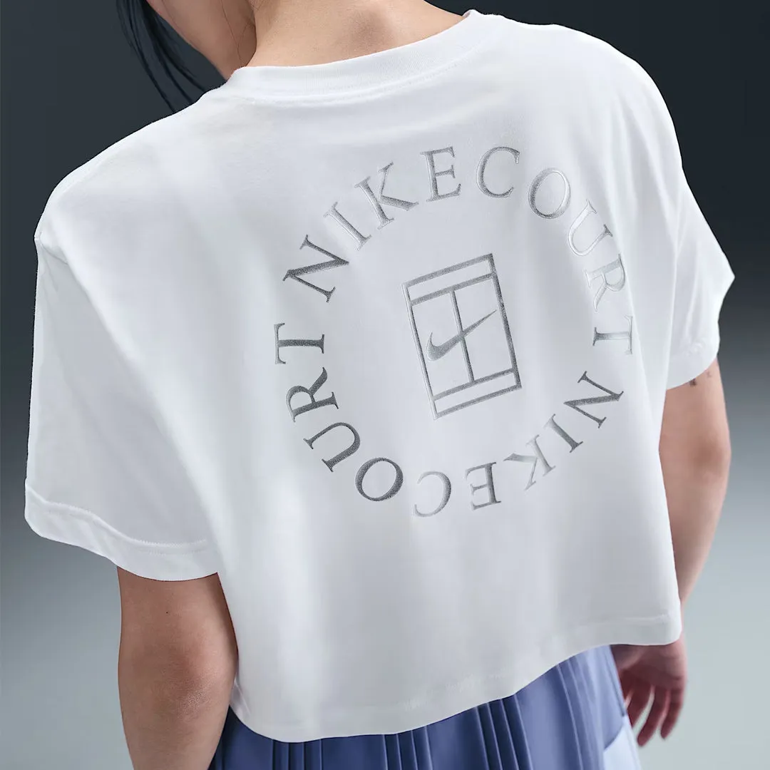 Nike Women's Slam USO Crop Tee - White Diagonal Storage Slots Trend Glow LowProfile Fasteners