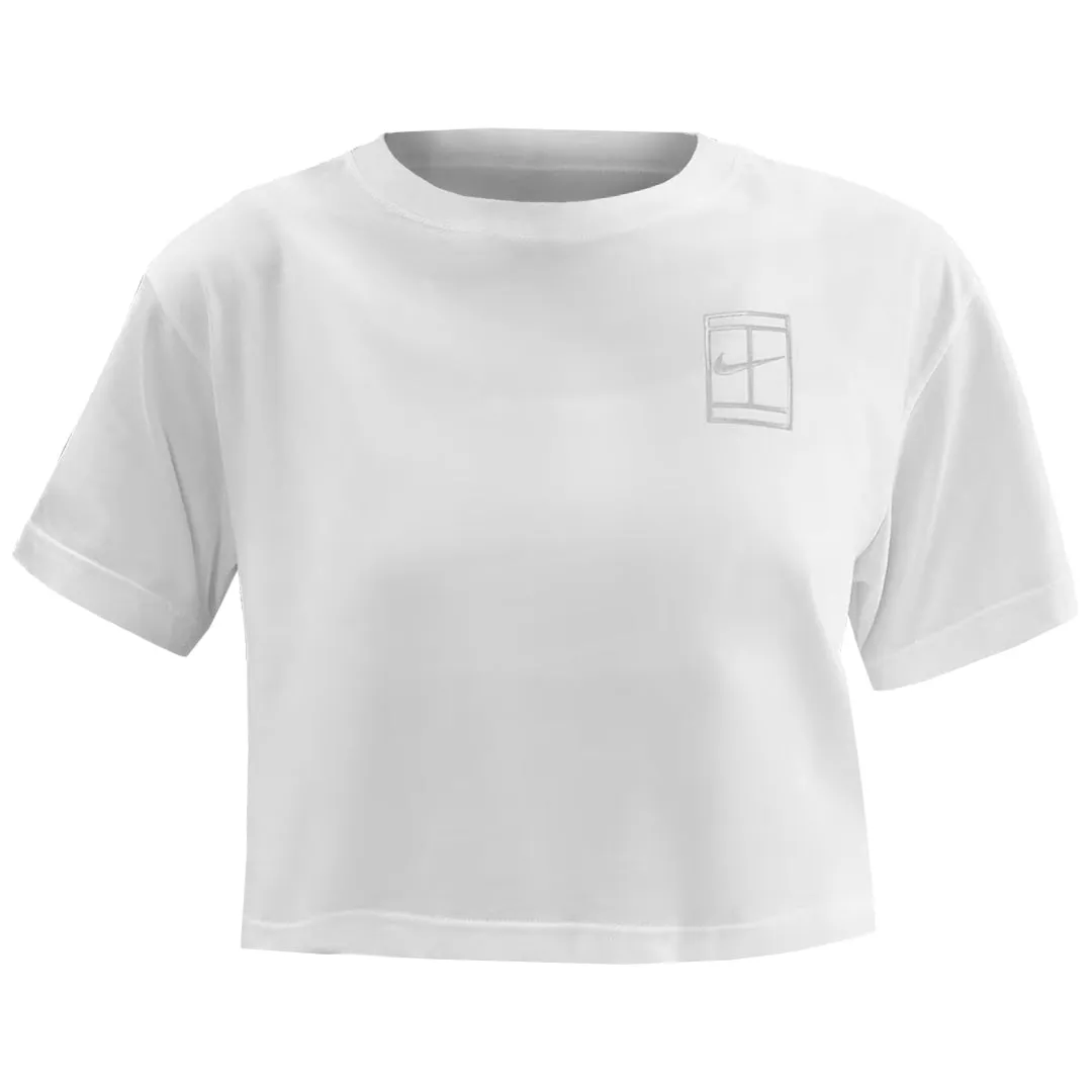 Adjustable Hem Nike Women's Slam USO Crop Tee - White Diagonal Storage Slots