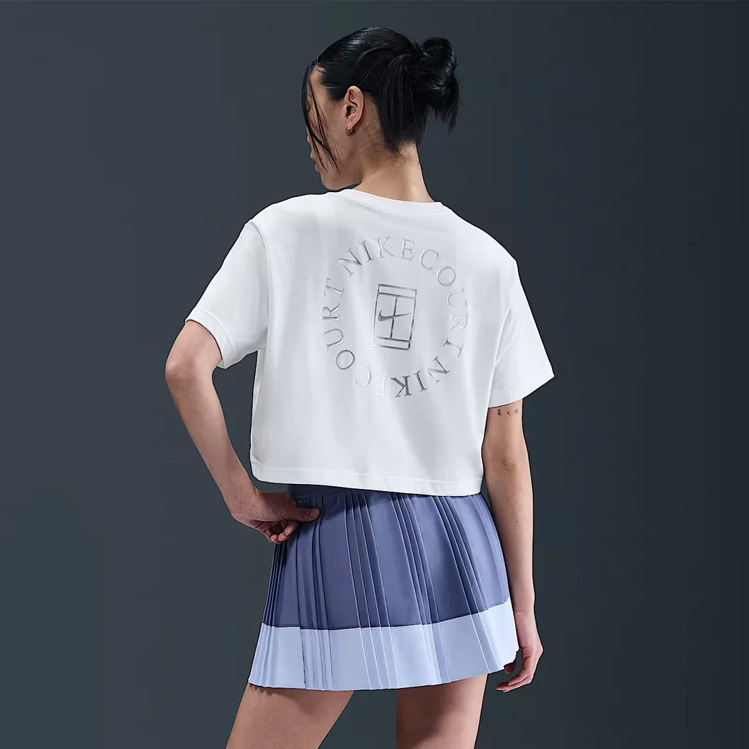 Nike Women's Slam USO Crop Tee - White Diagonal Storage Slots Hidden pockets Saga Fit