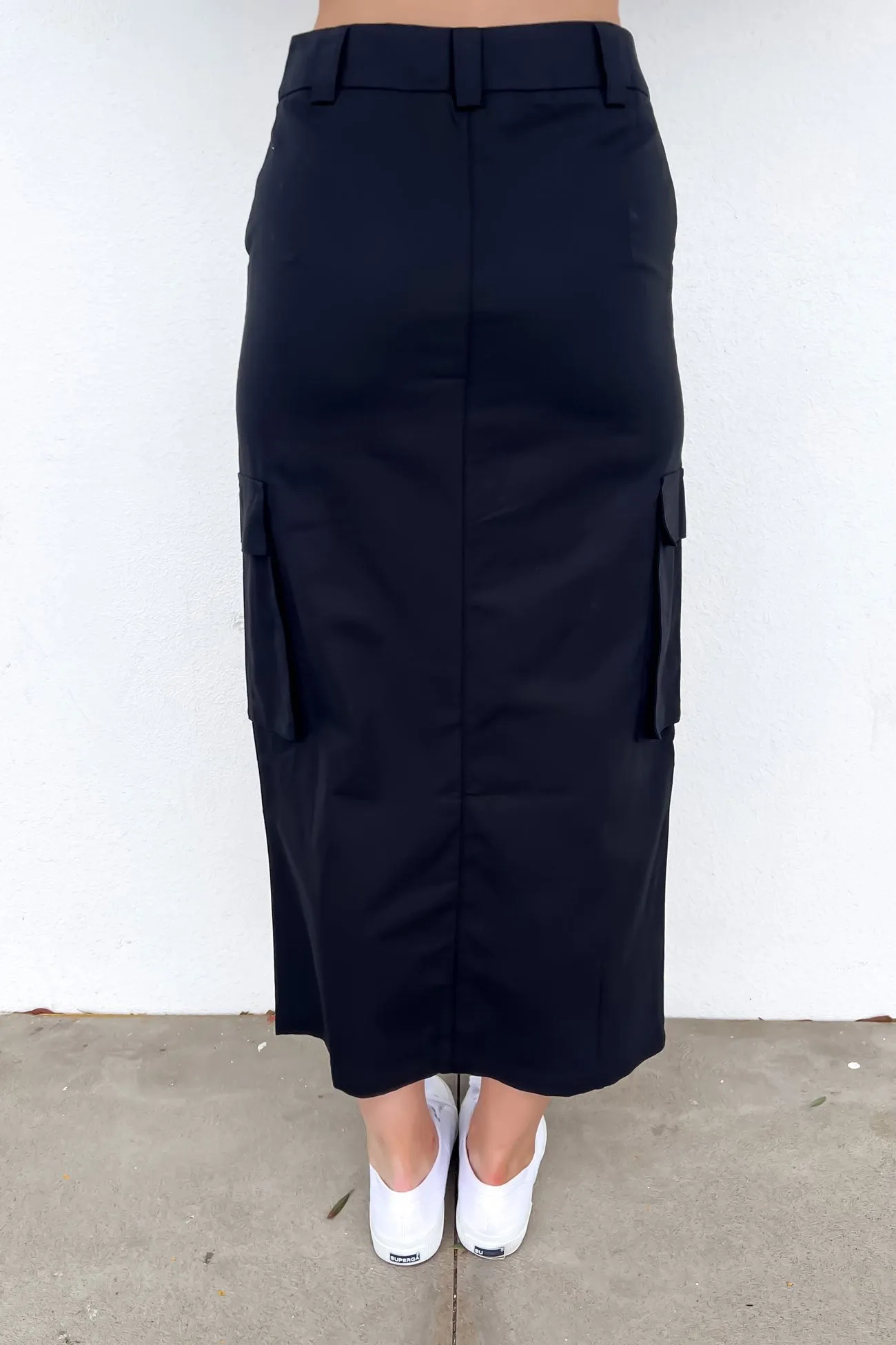 Soft Styling Nikita Cargo Midi Skirt Black