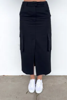 Nikita Cargo Midi Skirt Black Low Rise