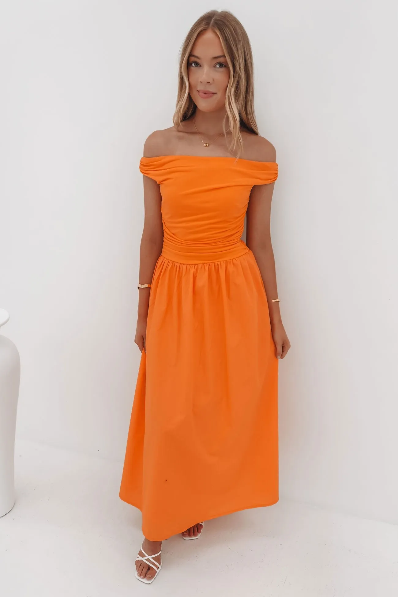 Niko Maxi Dress Orange Bright Petal Chill Lines