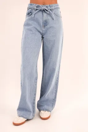 Gia High Rise Baggy Jean Light Blue Softened Seams
