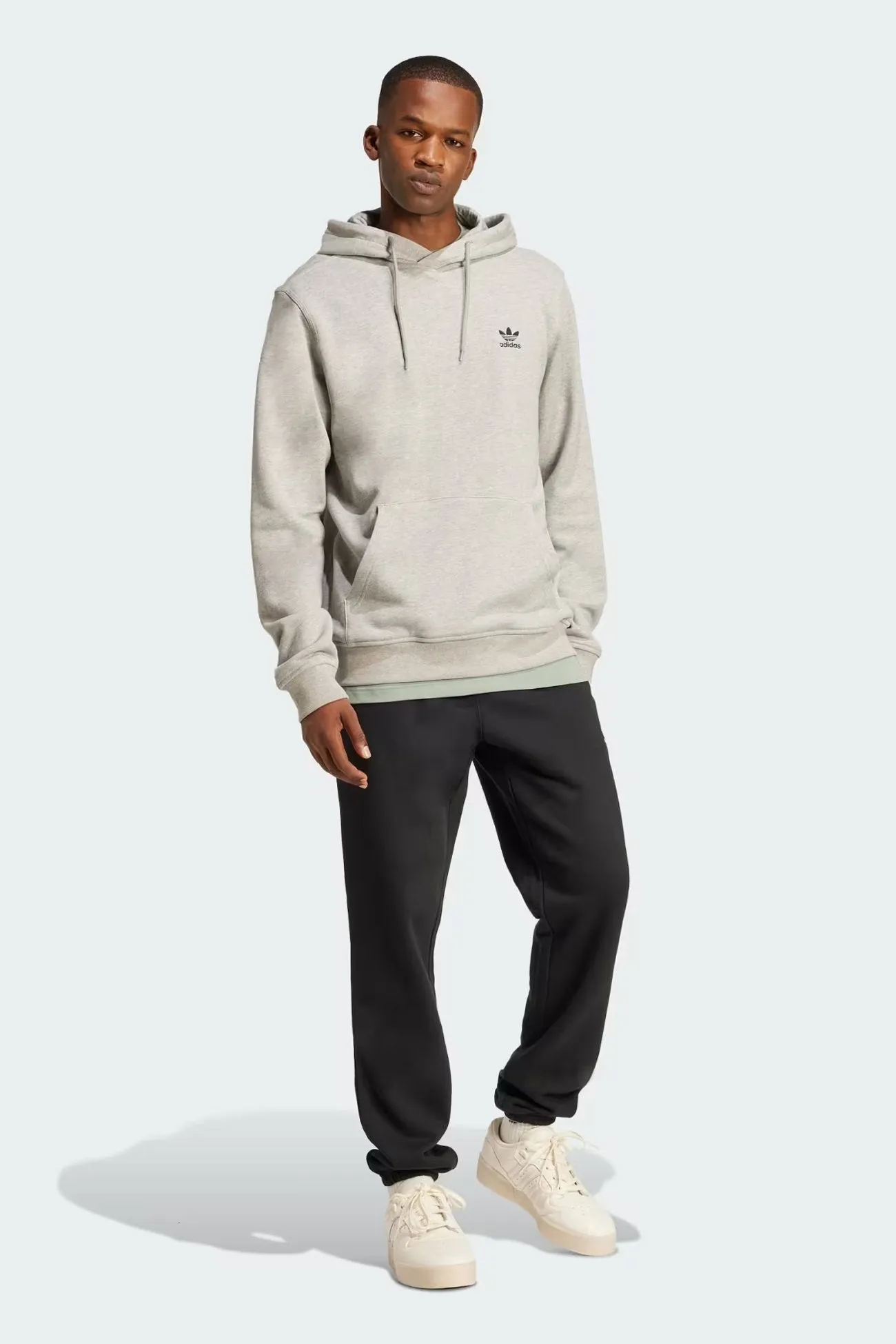 Seamless Shoulder Construction Essential Hoodie FT Medium Grey Heather