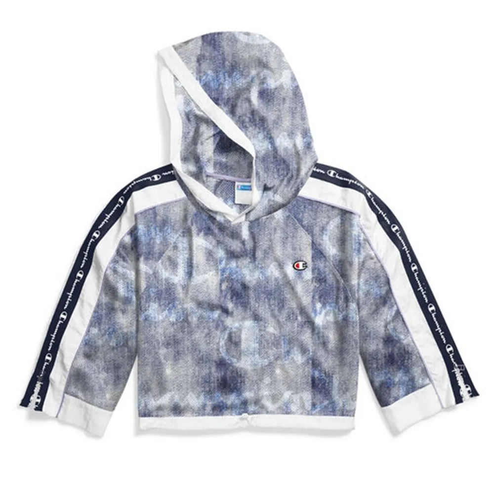 Mesh Denim Overlay Cropped Hoodie Women Sophisticated refined design