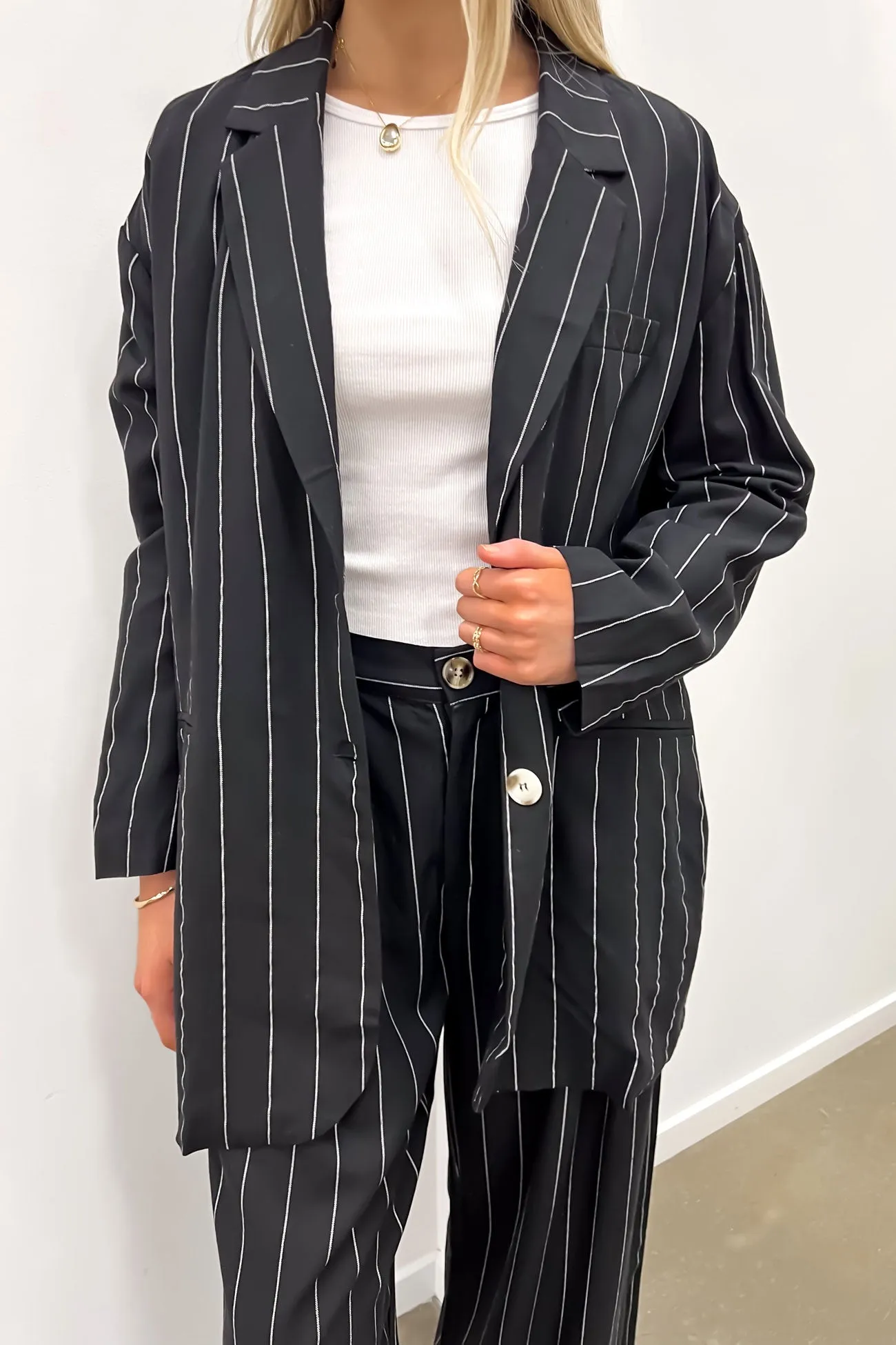 Thea Blazer Black Pinstripe Interchangeable Liners