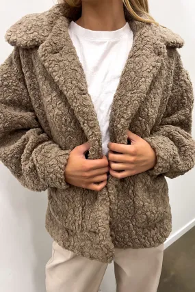 Andrew Teddy Jacket Mocha HoodedStyle