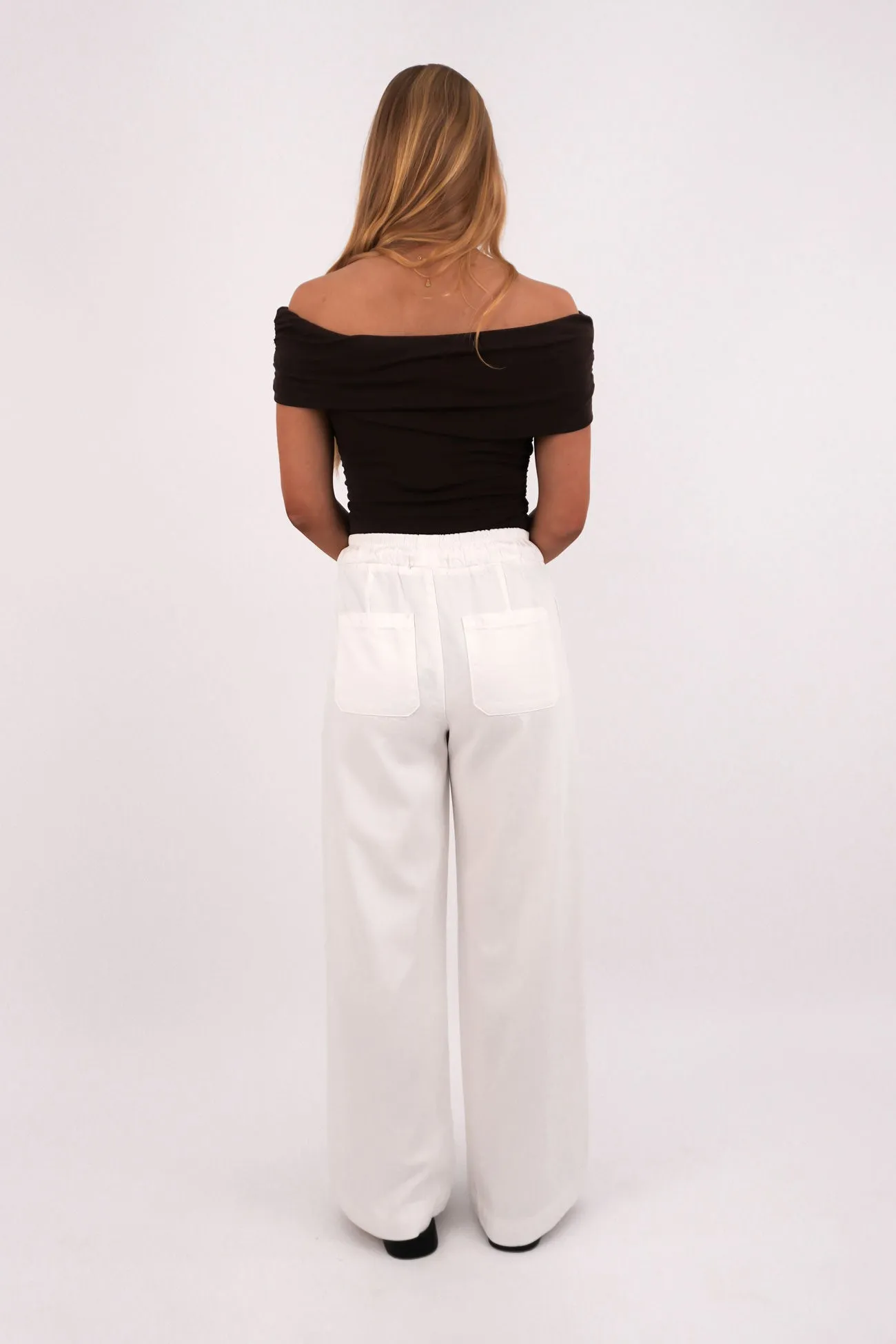 Durable Construction Versatile Waist Cora Denim Pant White