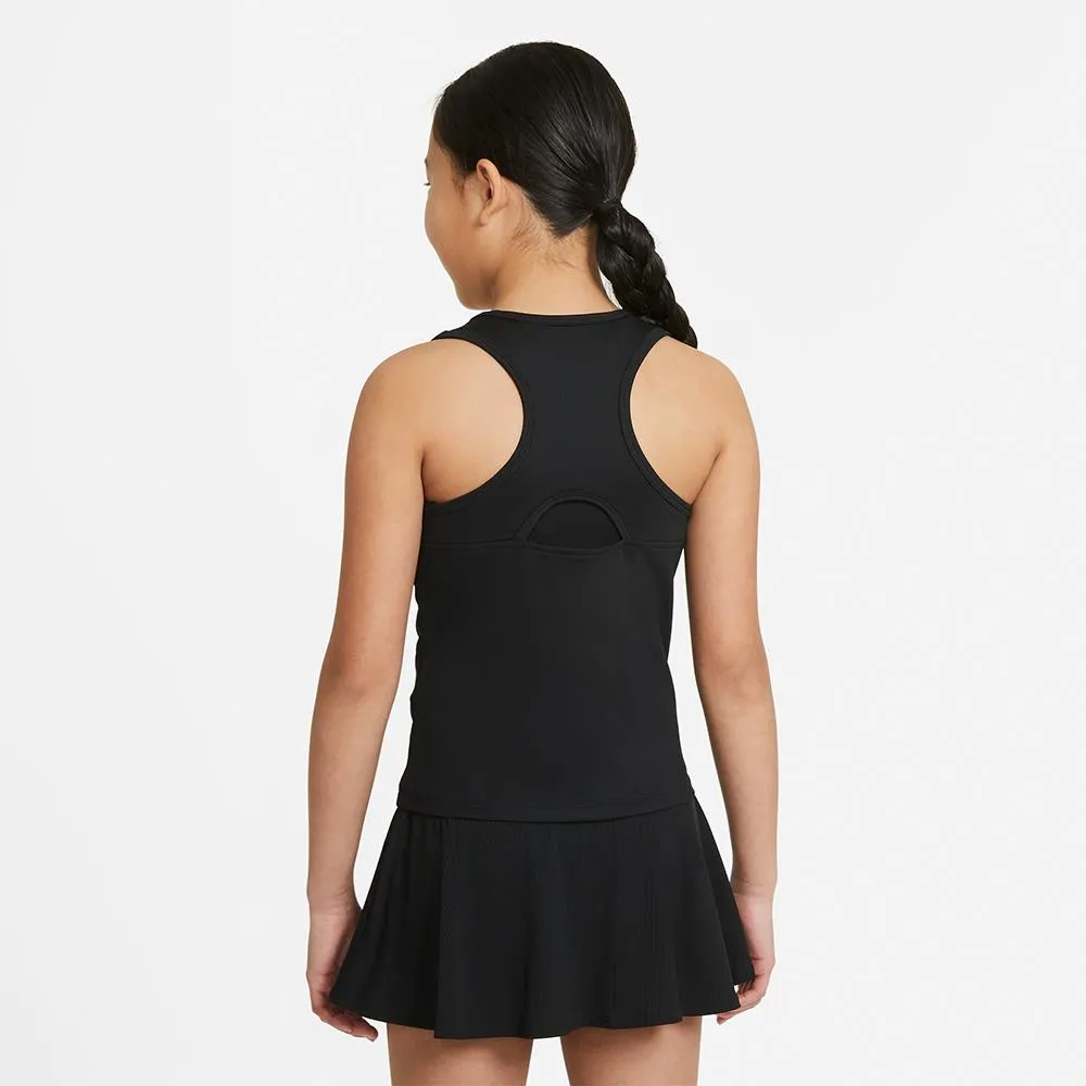 Nike Girls Victory Tank - Black/White Relaxed Cotton Blend