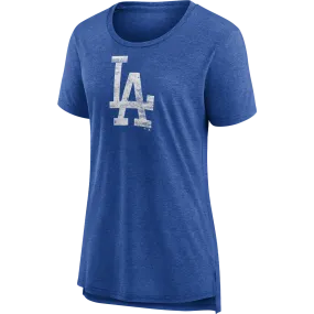 Women's Dodgers Triblend Logo Short Sleeve Stone Wash Process Casual layering piece