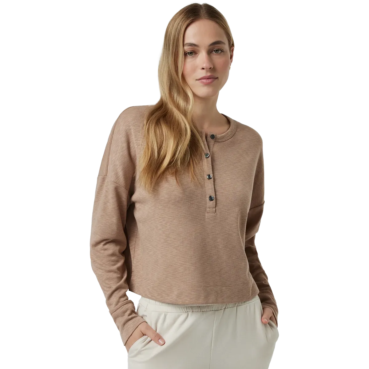Women's Long Sleeve Sunrise Oversize Henley Lightweight Material