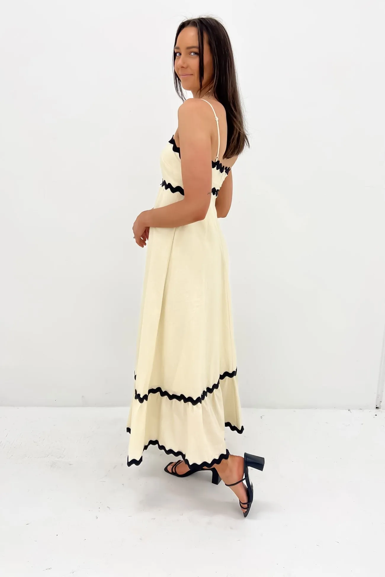 Norah Maxi Dress Beige Flare Hem Urban Wear