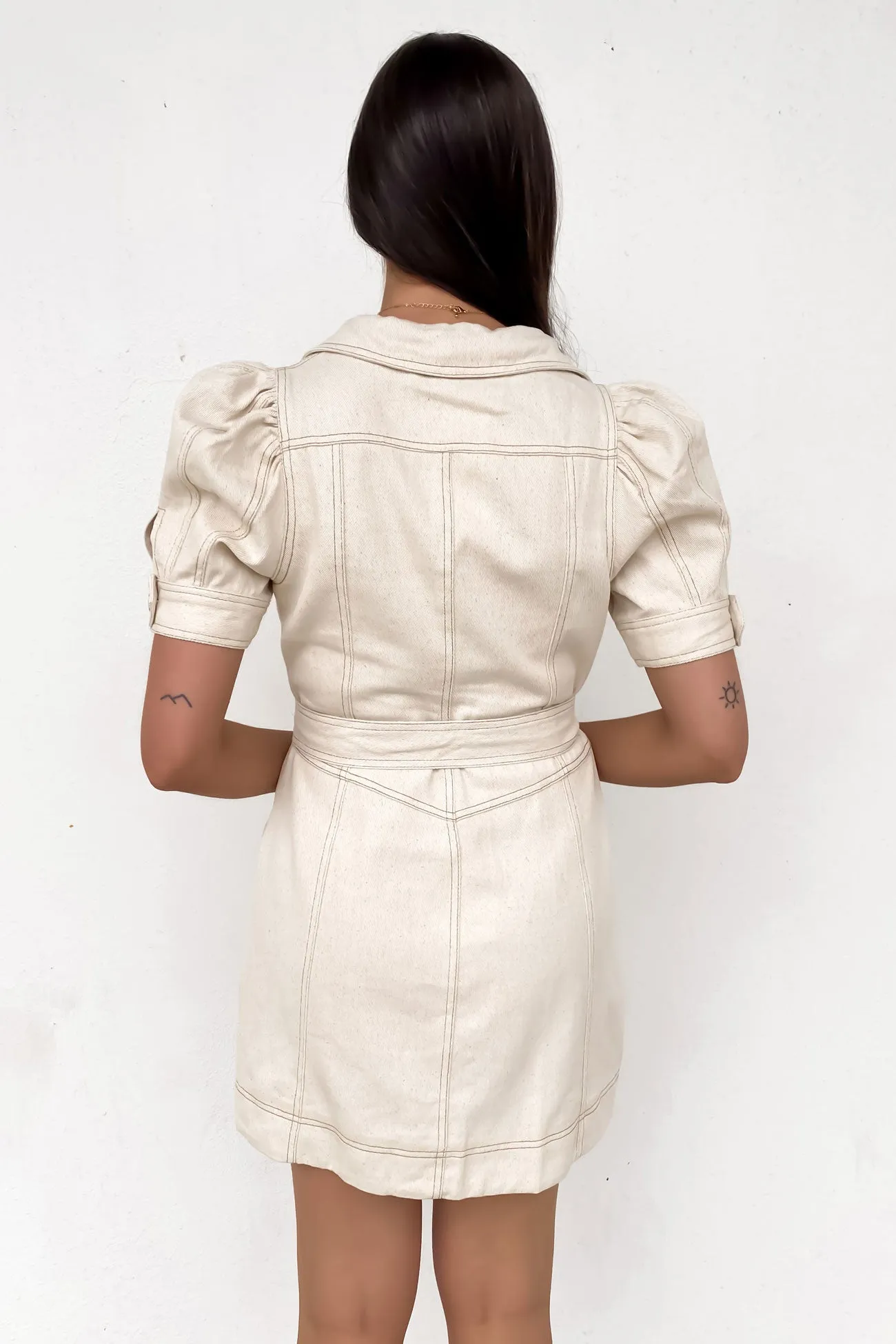 Cozy Layers NonSlipClosure Nova Denim Mini Dress Cream