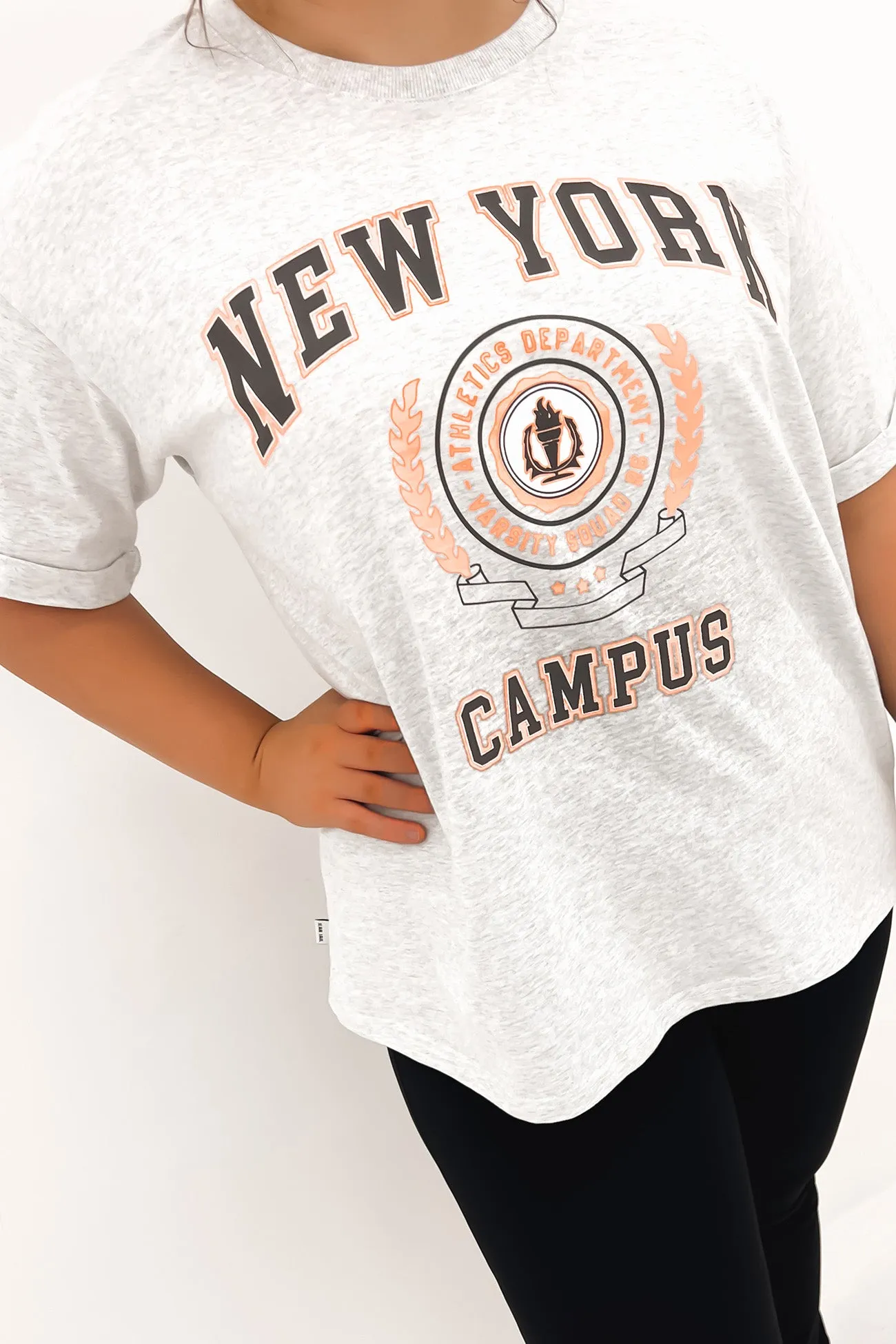 NY Campus Tee Snow Marle Bold Statement Fashion-Forward Fit