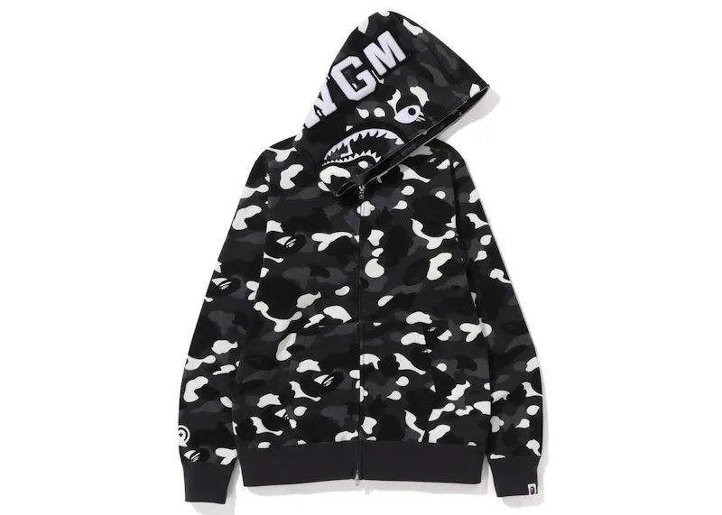 Multipurpose Collared Bape City Camo Shark Full Zip Hoodie (Ss23) Black