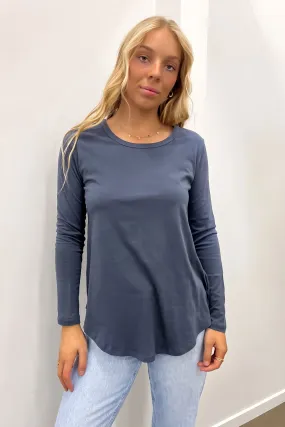 Cleaning Elastic Megan Long Sleeve Top Indi Blue