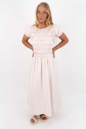 Milah Maxi Dress Pink Stripe Essential Piece Form Focus