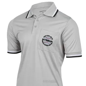NYSBUA Logo Grey Umpire Shirt Stretchy Cloth Micro Perforated Texture