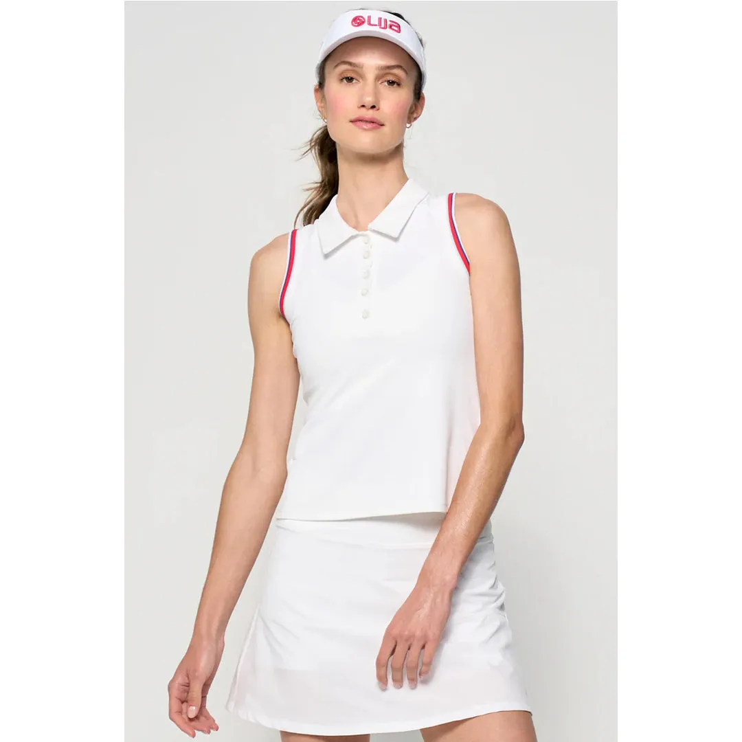machine-made Trimmed Odor Resistant Lija Women's The One To Beat Slice Polo - White