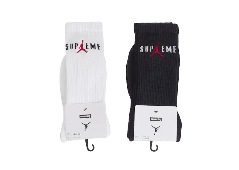 Stain-Resistant Elastic waist Supreme Jordan Crew Socks (2 Pack) Black/White