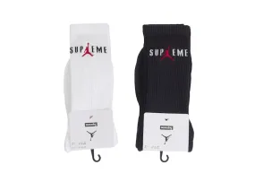 Supreme Jordan Crew Socks (2 Pack) Black/White Expandable Classic Look