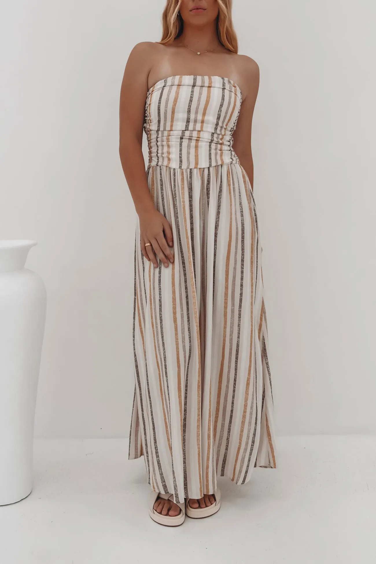 Simple Style Astra Maxi Dress Beige Multi