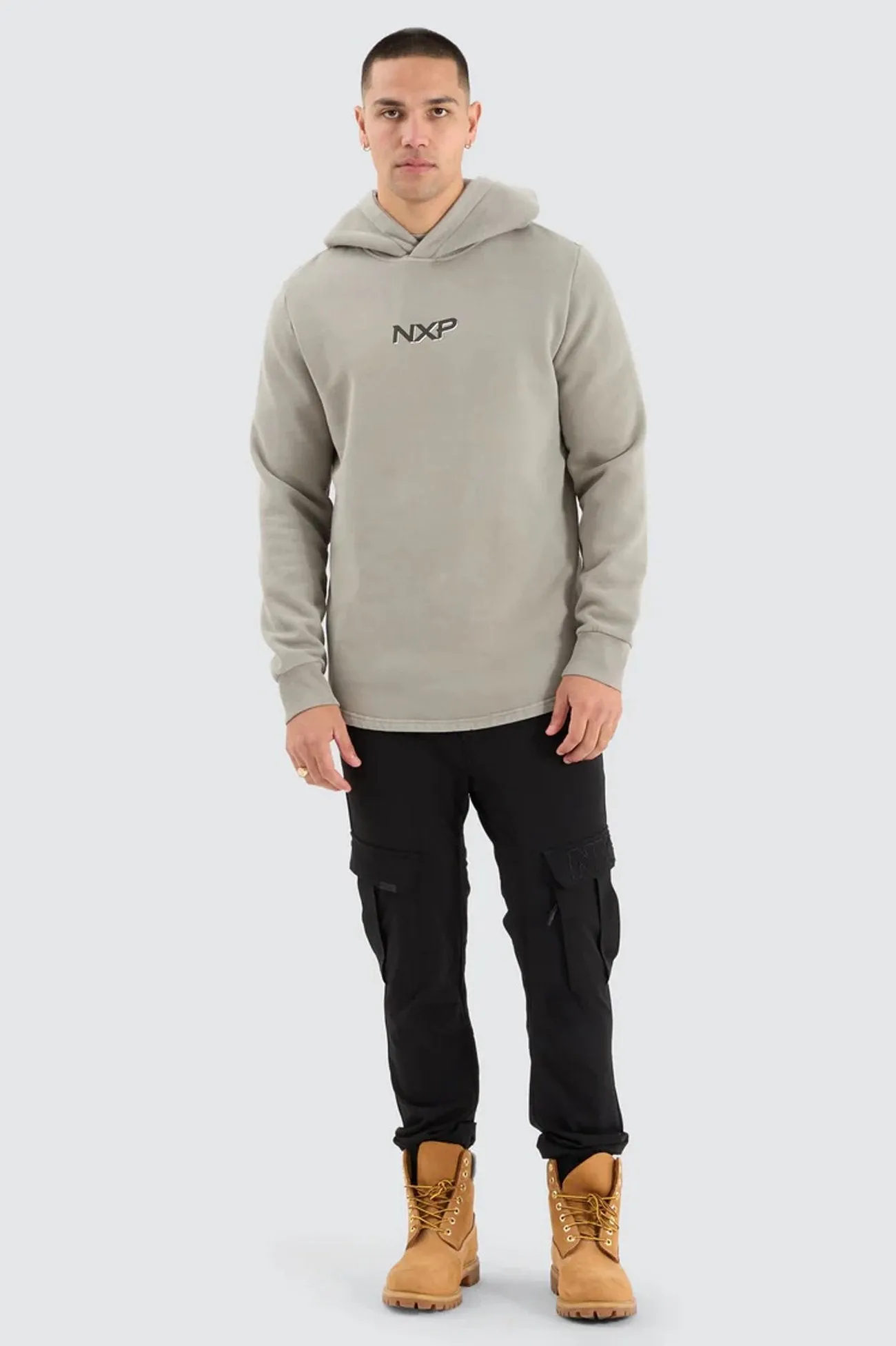 Minimalist Pocket Layout Eco Friendly Dye Opium Dual Curved Hoodie Pigment Shadow