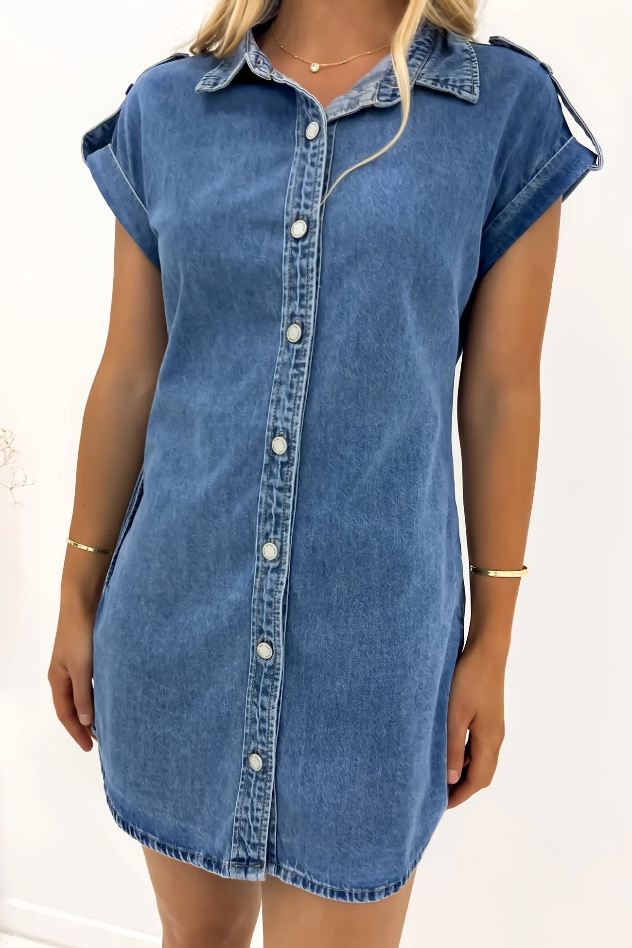 Selah Denim Mini Dress Mid Blue Light Rhythm Red-Carpet