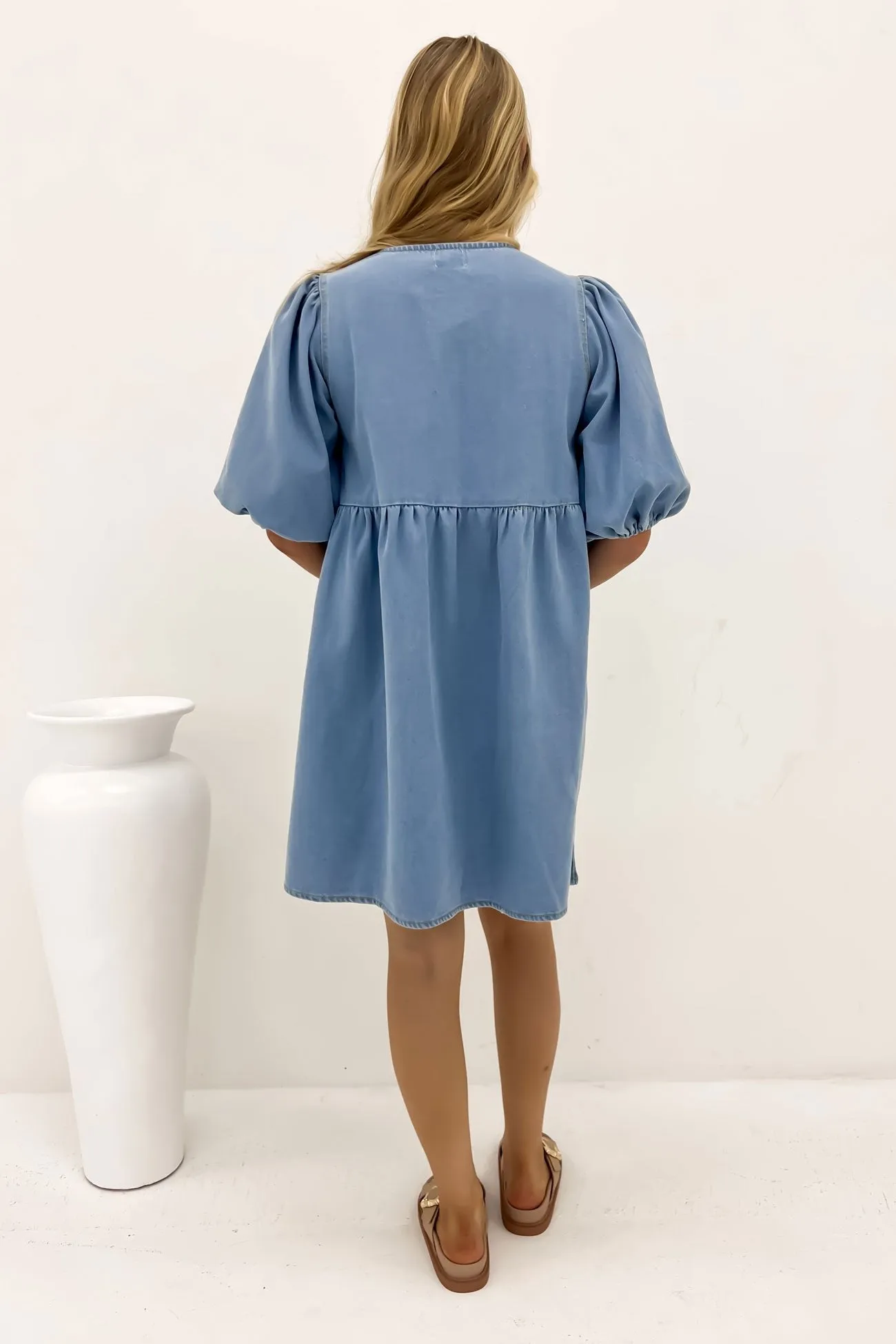 Everyday Wear Otto Denim Mini Dress Light Blue