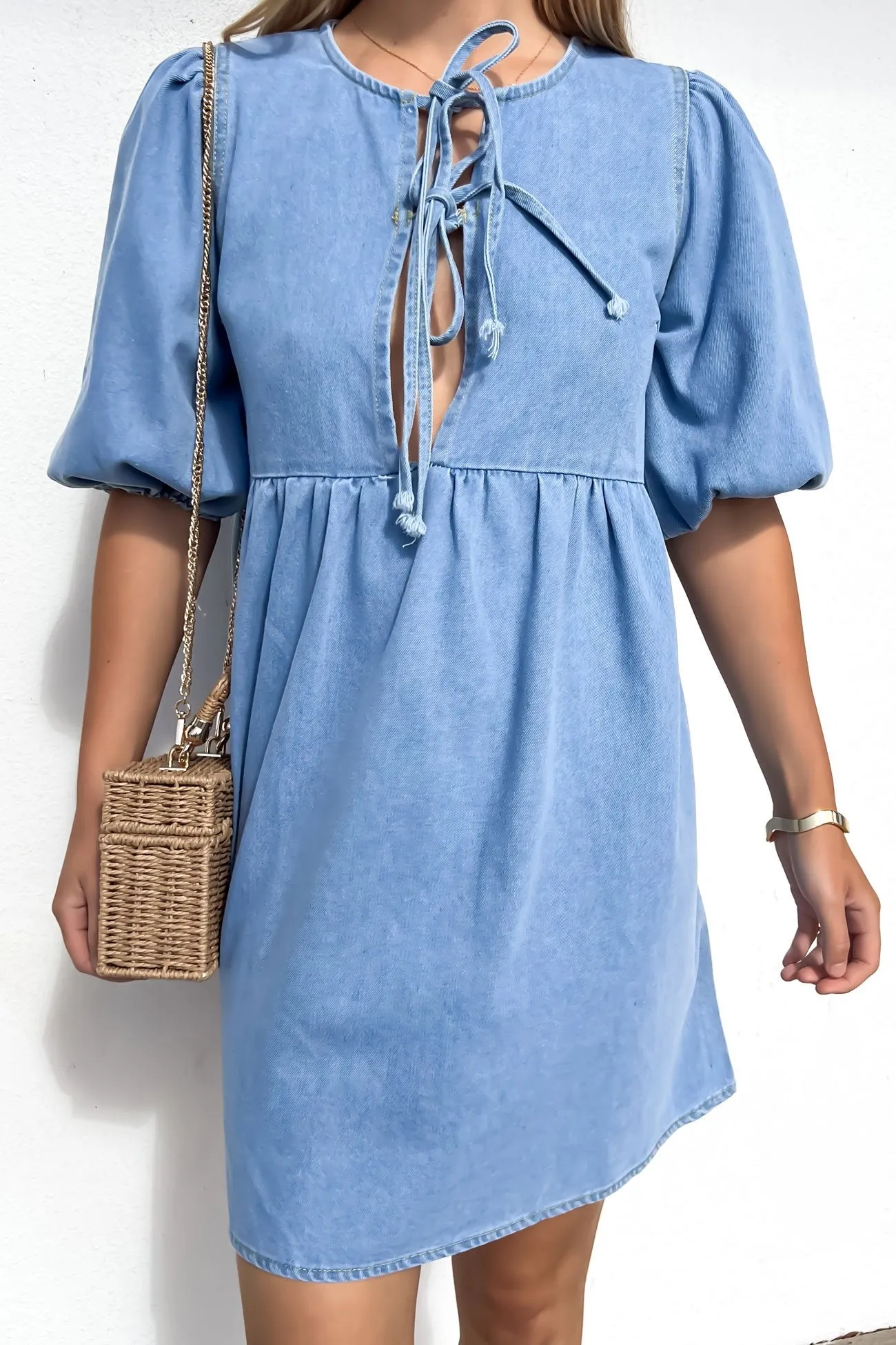 Otto Denim Mini Dress Light Blue Smart Pairing