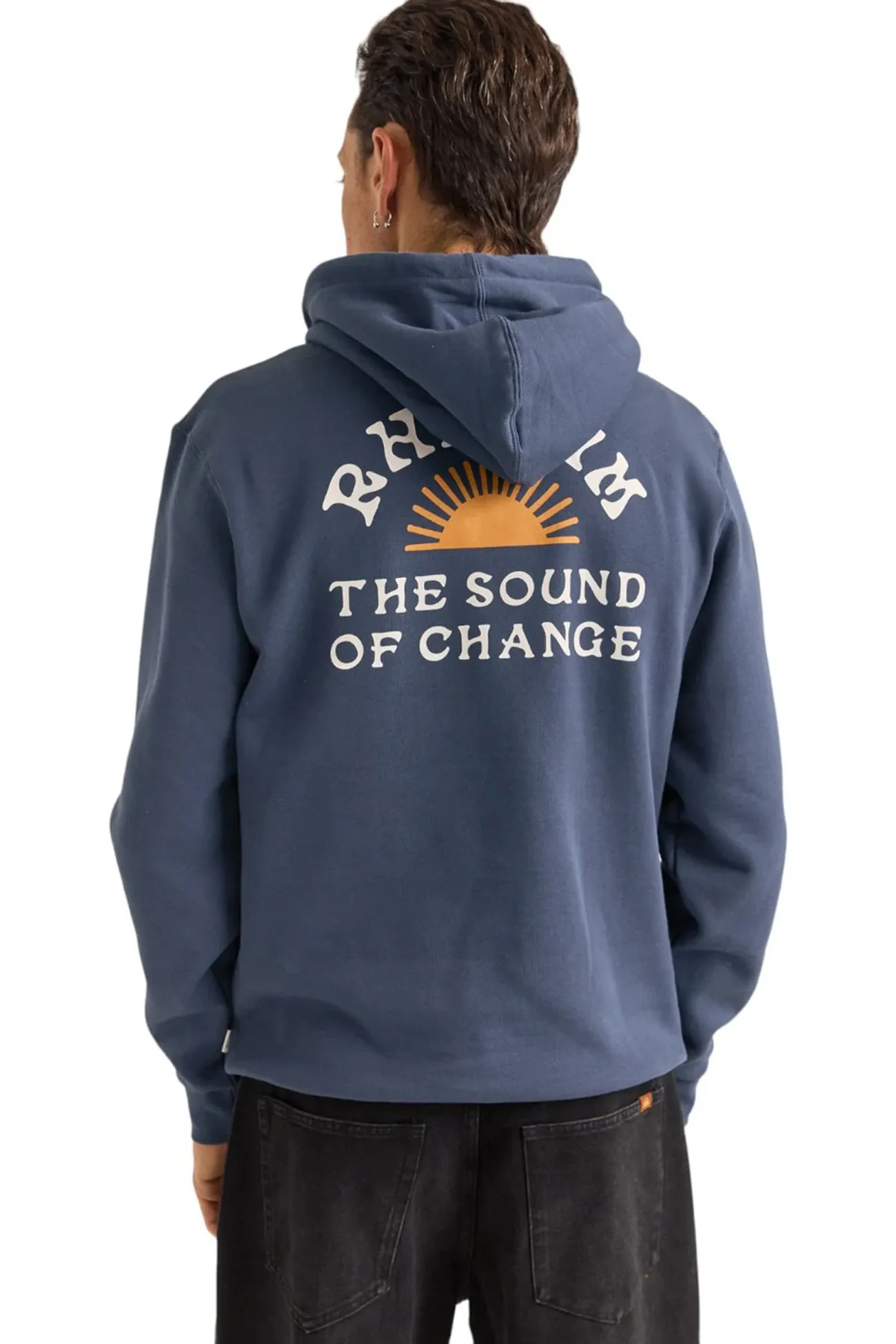 Awake Fleece Hood Navy Oversized style
