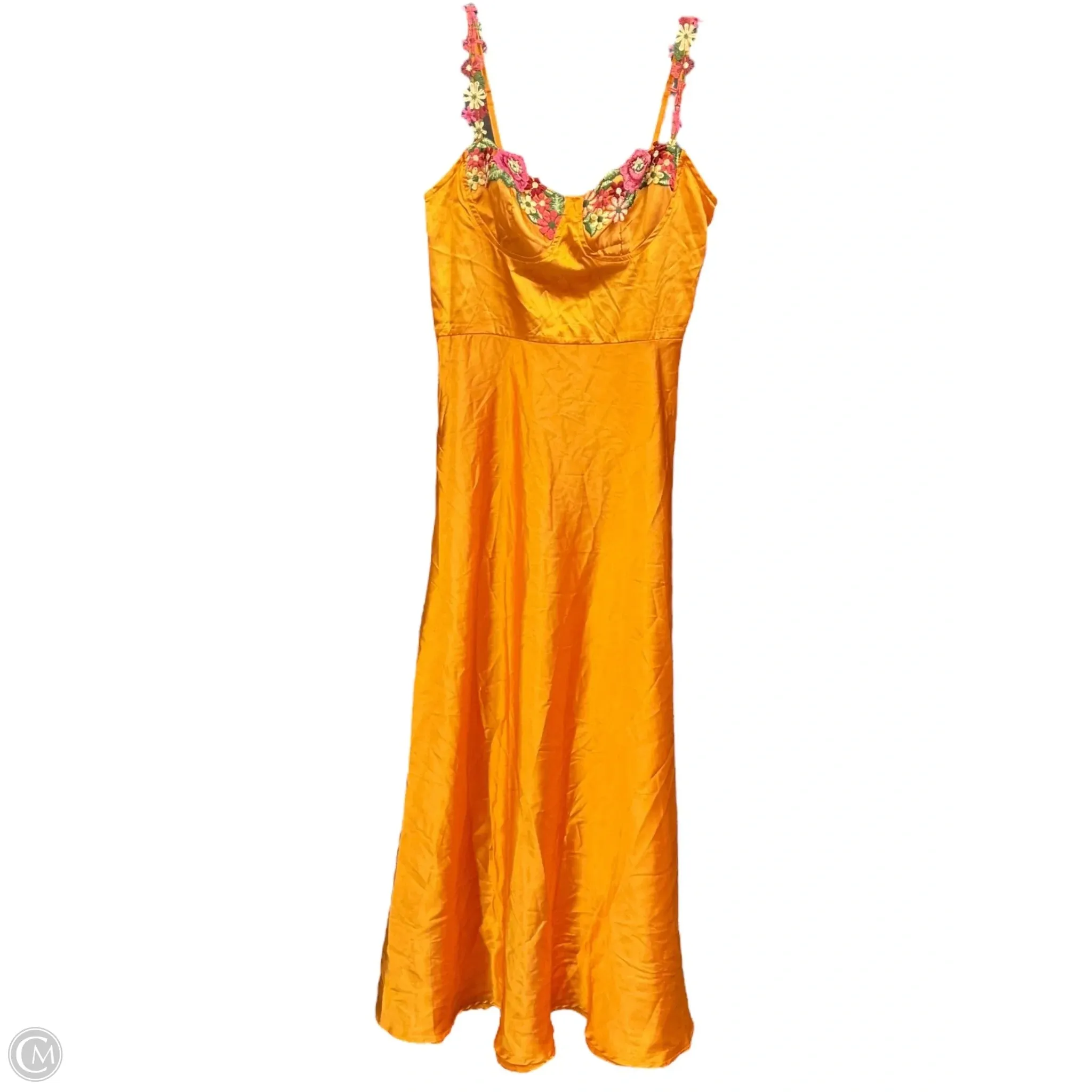 Side-Pocket Dress Casual Midi By Clothes Mentor In Orange, Size: S