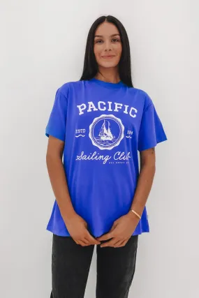 Pocket Detailing Sleep Pacific Oversized Tee Blue