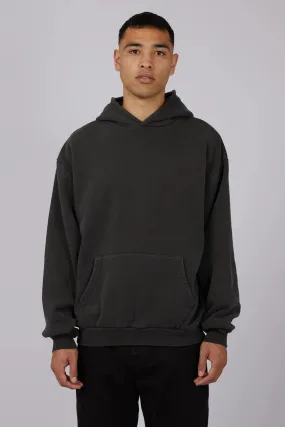 Box Hoodie Washed Black Shrink resistant