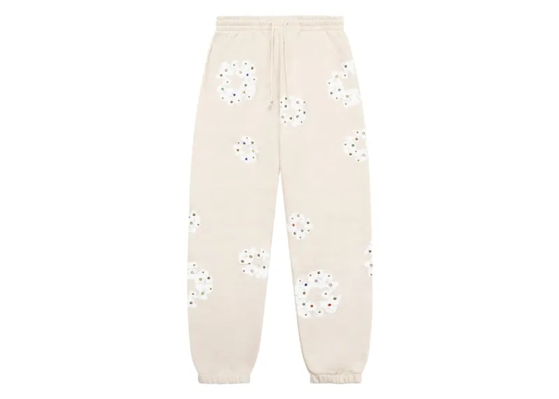 Unlined Relaxed Denim Tears Rhinestone Cotton Wreath Sweatpants Oatmeal