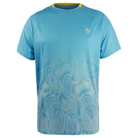 Flared hem Multi Purpose Padded Penguin Men's Performance Ombre Block Tee - Blue Grotto