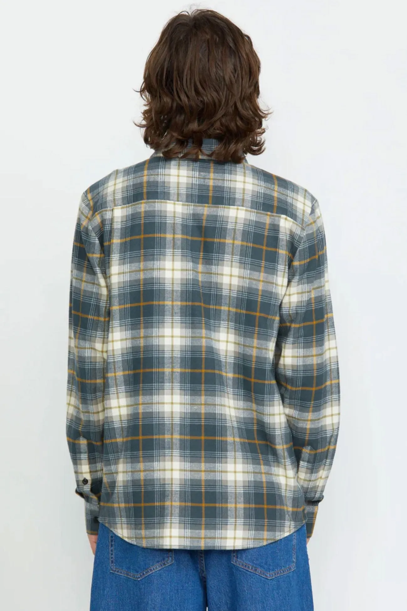 Caden Plaid Long Sleeve Shirt Dark Slate Winter Comfort Embroidered Detail
