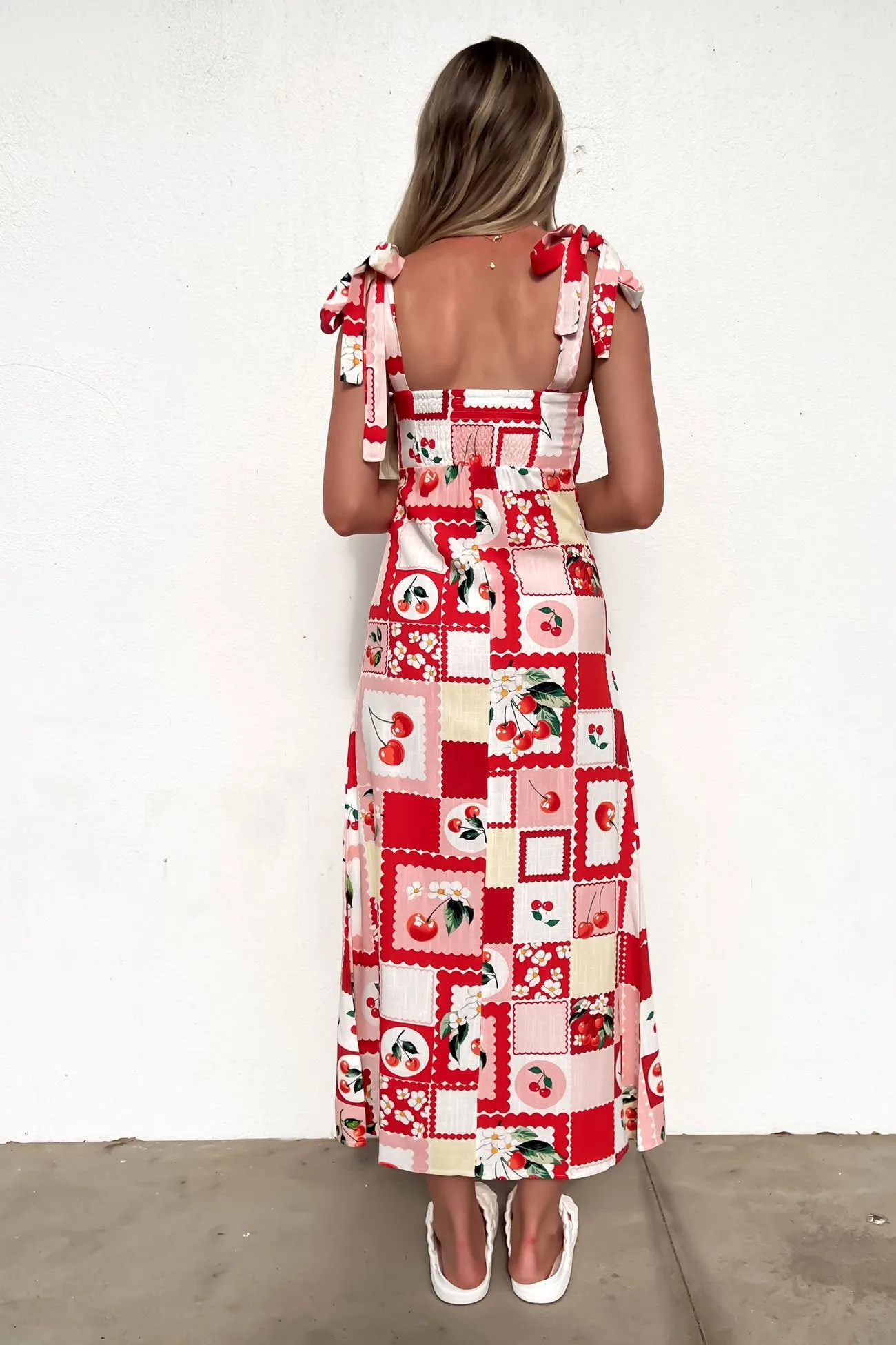 Layered Design Avalynn Midi Dress Cherry