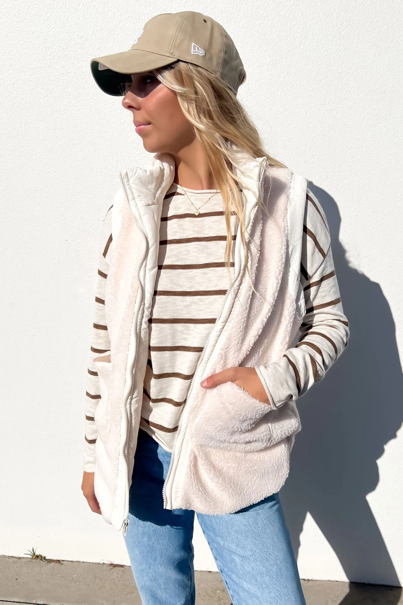 Pamela Reversible Vest White Winter Layering Piece