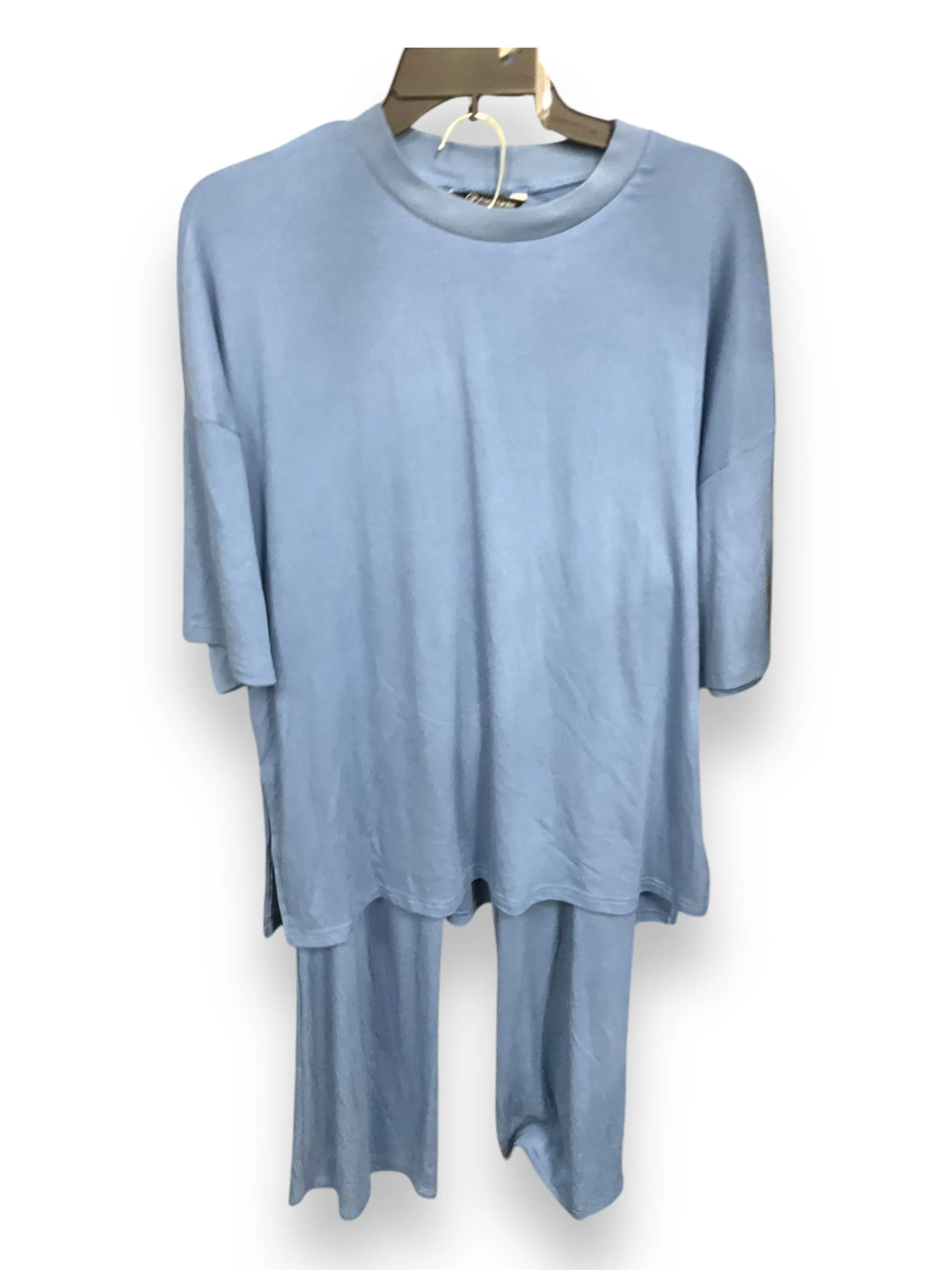 Pants Set 2pc By Clothes Mentor In Blue & Brown, Size: M Understated Charm Bishop-Sleeve