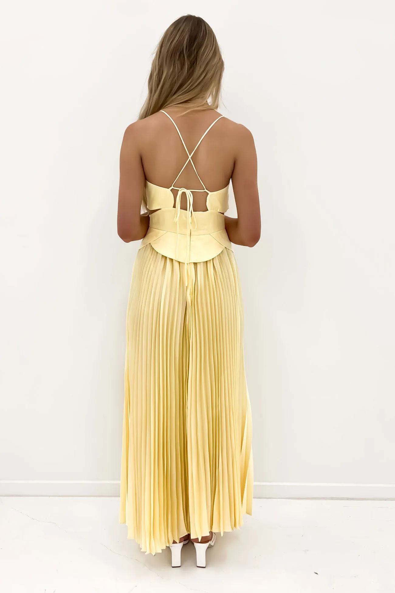 Beaded-Sleeve Parker Maxi Dress Yellow