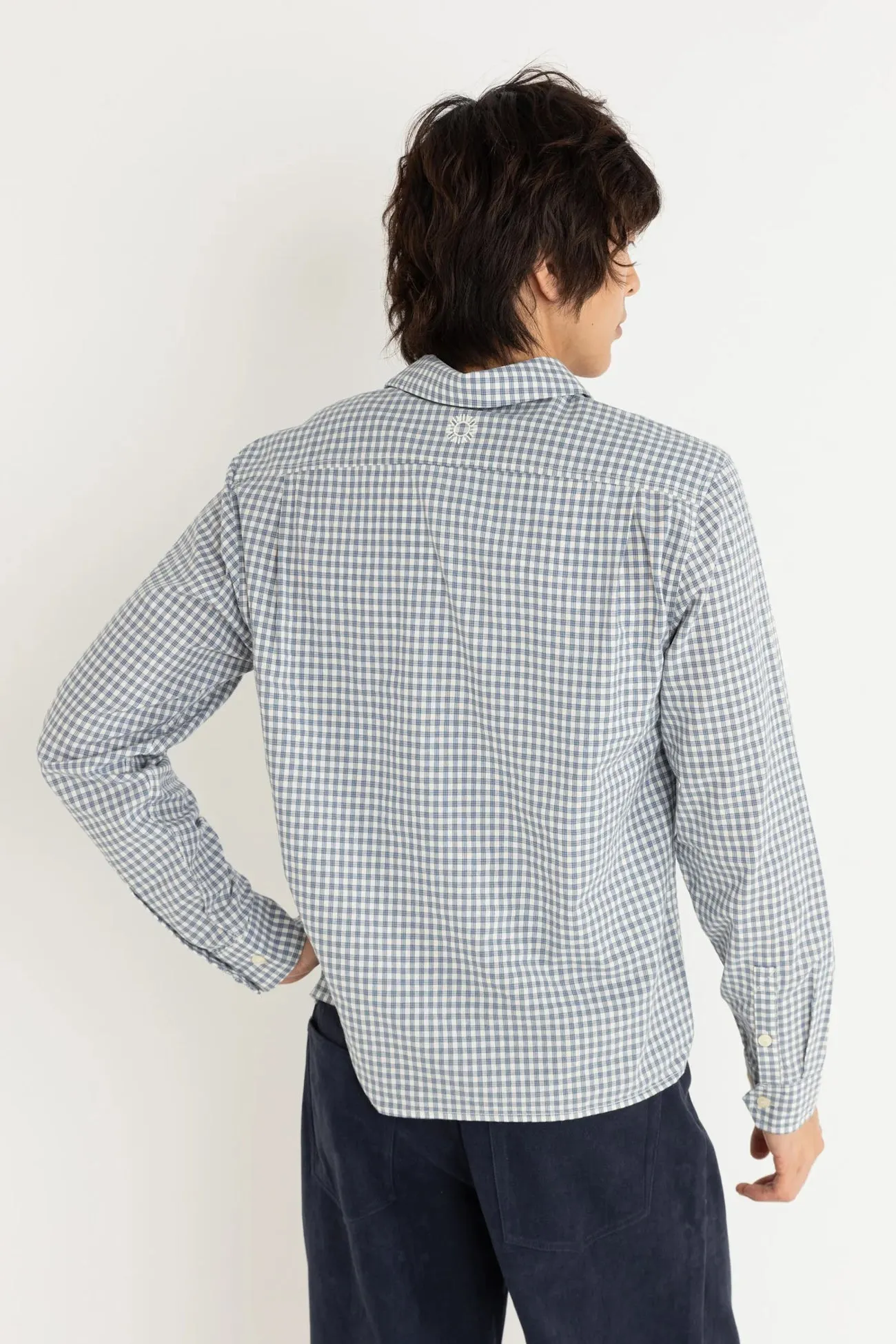 Azul Check Long Sleeve Shirt Blue Workwear Ready family gathering