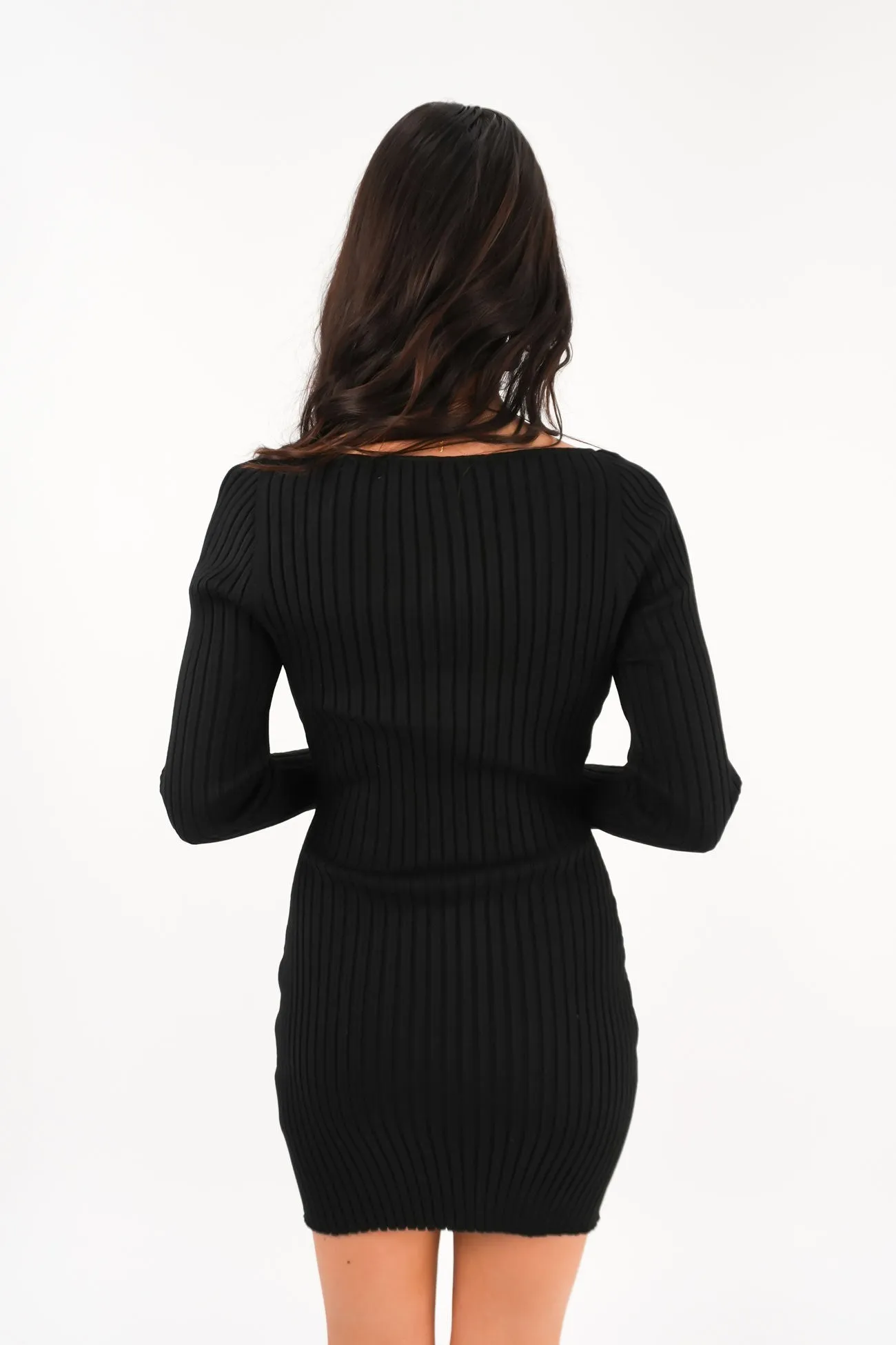 Subtle Edge Maine Knit Mini Dress Black