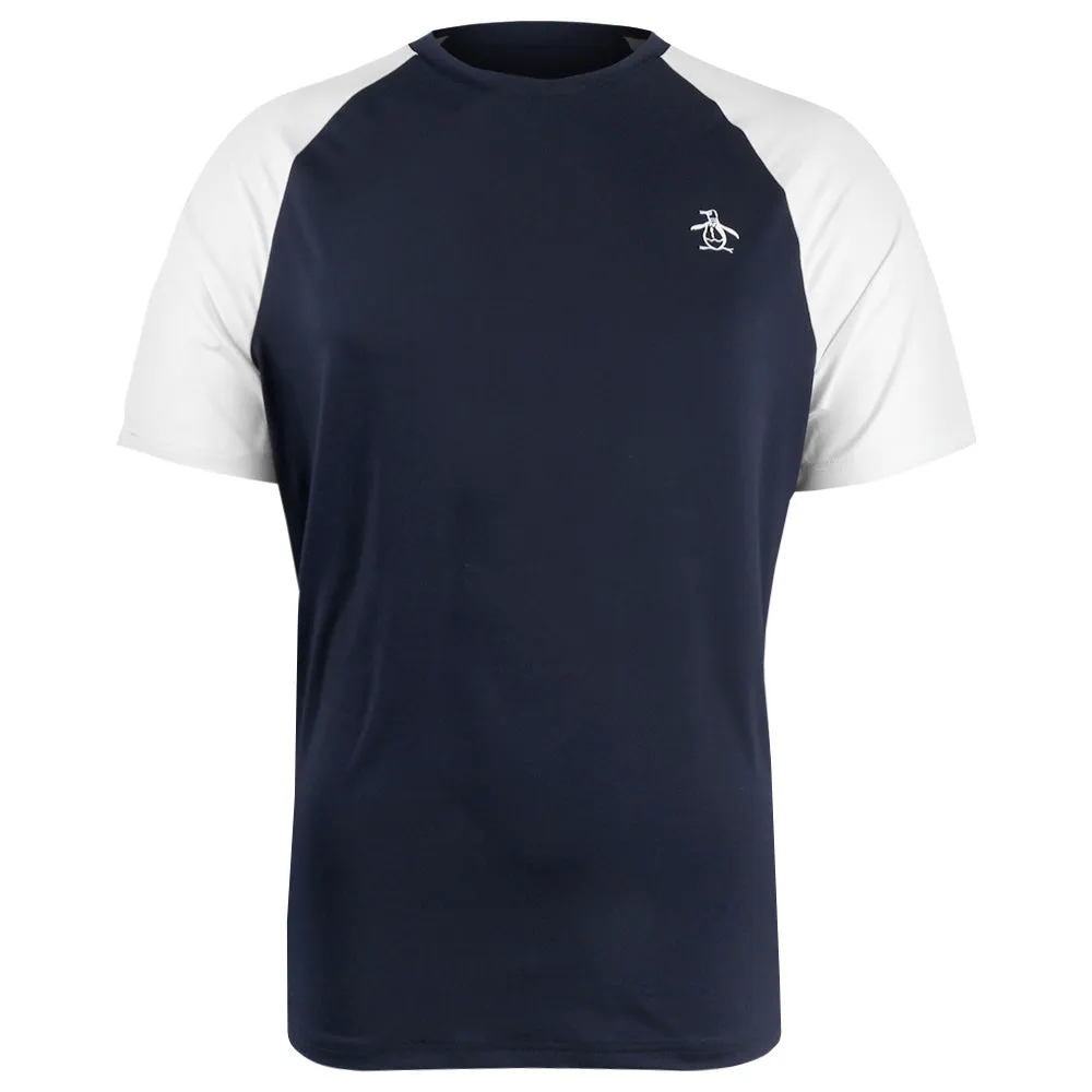 Penguin Men's Essentials Performance Core Blocked Tee - Black Iris Artisanal Buttoned front three-quarter sleeve